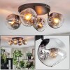 Ripoll ceiling light, globe light Amber, clear, 4-light sources