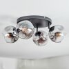 Ripoll ceiling light, globe light Amber, clear, 4-light sources