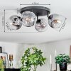 Ripoll ceiling light, globe light clear, Smoke-coloured, 4-light sources