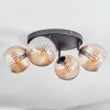 Koyoto ceiling light, globe light Amber, 4-light sources