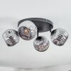 Ripoll ceiling light, globe light chrome, Smoke-coloured, 4-light sources