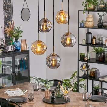 Ripoll hanging light, globe light, pendant light gold, black, 5-light sources