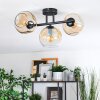 Ripoll ceiling light, globe light Amber, clear, 3-light sources