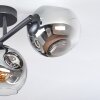 Ripoll ceiling light, globe light chrome, clear, Smoke-coloured, 3-light sources