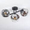 Ripoll ceiling light, globe light chrome, clear, Smoke-coloured, 3-light sources