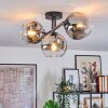 Ripoll ceiling light, globe light chrome, clear, Smoke-coloured, 3-light sources