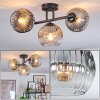 Ripoll ceiling light, globe light clear, Smoke-coloured, 3-light sources
