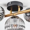 Chehalis ceiling light, globe light gold, black, 3-light sources