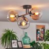 Gastor ceiling light, globe light Amber, clear, Smoke-coloured, 3-light sources