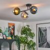 Gastor ceiling light, globe light blue, chrome, green, clear, Smoke-coloured, 3-light sources