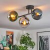Gastor ceiling light, globe light blue, chrome, green, clear, Smoke-coloured, 3-light sources