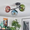 Gastor ceiling light, globe light blue, green, clear, coppery, 3-light sources