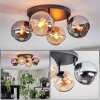 Koyoto ceiling light, globe light Amber, chrome, Smoke-coloured, 4-light sources