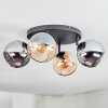 Koyoto ceiling light, globe light Amber, chrome, Smoke-coloured, 4-light sources