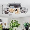 Ripoll ceiling light, globe light Amber, Smoke-coloured, 4-light sources