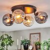 Ripoll ceiling light, globe light Amber, Smoke-coloured, 4-light sources