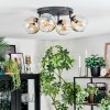 Ripoll ceiling light, globe light Amber, clear, 4-light sources