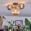 Chehalis ceiling light, globe light gold, black, 3-light sources