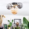 Chehalis ceiling light, globe light gold, black, 3-light sources