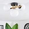 Chehalis ceiling light, globe light gold, black, 3-light sources