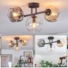 Ripoll ceiling light, globe light Amber, clear, Smoke-coloured, 3-light sources