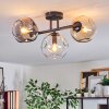 Ripoll ceiling light, globe light Amber, clear, Smoke-coloured, 3-light sources