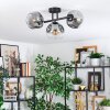Ripoll ceiling light, globe light clear, Smoke-coloured, 3-light sources