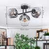 Ripoll ceiling light, globe light clear, Smoke-coloured, 3-light sources