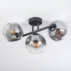 Ripoll ceiling light, globe light clear, Smoke-coloured, 3-light sources
