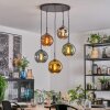 Ripoll hanging light, globe light, pendant light blue, chrome, gold, green, coppery, Smoke-coloured, 5-light sources