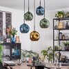 Ripoll hanging light, globe light, pendant light blue, gold, green, 5-light sources