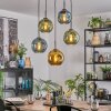 Ripoll hanging light, globe light, pendant light blue, gold, green, 5-light sources