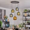 Ripoll hanging light, globe light, pendant light blue, gold, green, 5-light sources