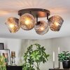 Ripoll ceiling light, globe light chrome, clear, Smoke-coloured, 4-light sources