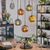 Ripoll hanging light, globe light, pendant light blue, gold, green, coppery, 5-light sources
