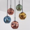 Ripoll hanging light, globe light, pendant light blue, gold, green, coppery, 5-light sources