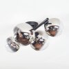 Chehalis ceiling light, globe light chrome, clear, Smoke-coloured, 4-light sources