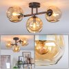 Ripoll ceiling light, globe light Amber, 3-light sources