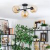 Ripoll ceiling light, globe light Amber, 3-light sources