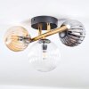 Chehalis ceiling light, globe light gold, black, 3-light sources