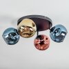 Ripoll ceiling light, globe light blue, gold, coppery, 4-light sources