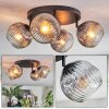 Ripoll ceiling light, globe light clear, Smoke-coloured, 4-light sources