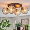Ripoll ceiling light, globe light Amber, clear, 4-light sources