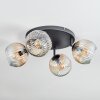 Ripoll ceiling light, globe light Amber, clear, 4-light sources