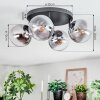Gastor ceiling light, globe light clear, Smoke-coloured, 4-light sources
