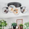 Gastor ceiling light, globe light Amber, clear, Smoke-coloured, 4-light sources