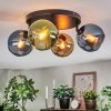 Koyoto ceiling light, globe light blue, gold, green, 4-light sources