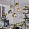Koyoto hanging light, globe light, pendant light gold, black, 5-light sources