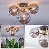 Chehalis ceiling light, globe light gold, black, 3-light sources