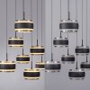 Paul Neuhaus lights Rings pendant light LED black, transparent, clear, 7-light sources, Remote control